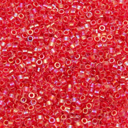 miyuki delica 11/0 - color-lined dark coral/crystal ab | 8gr