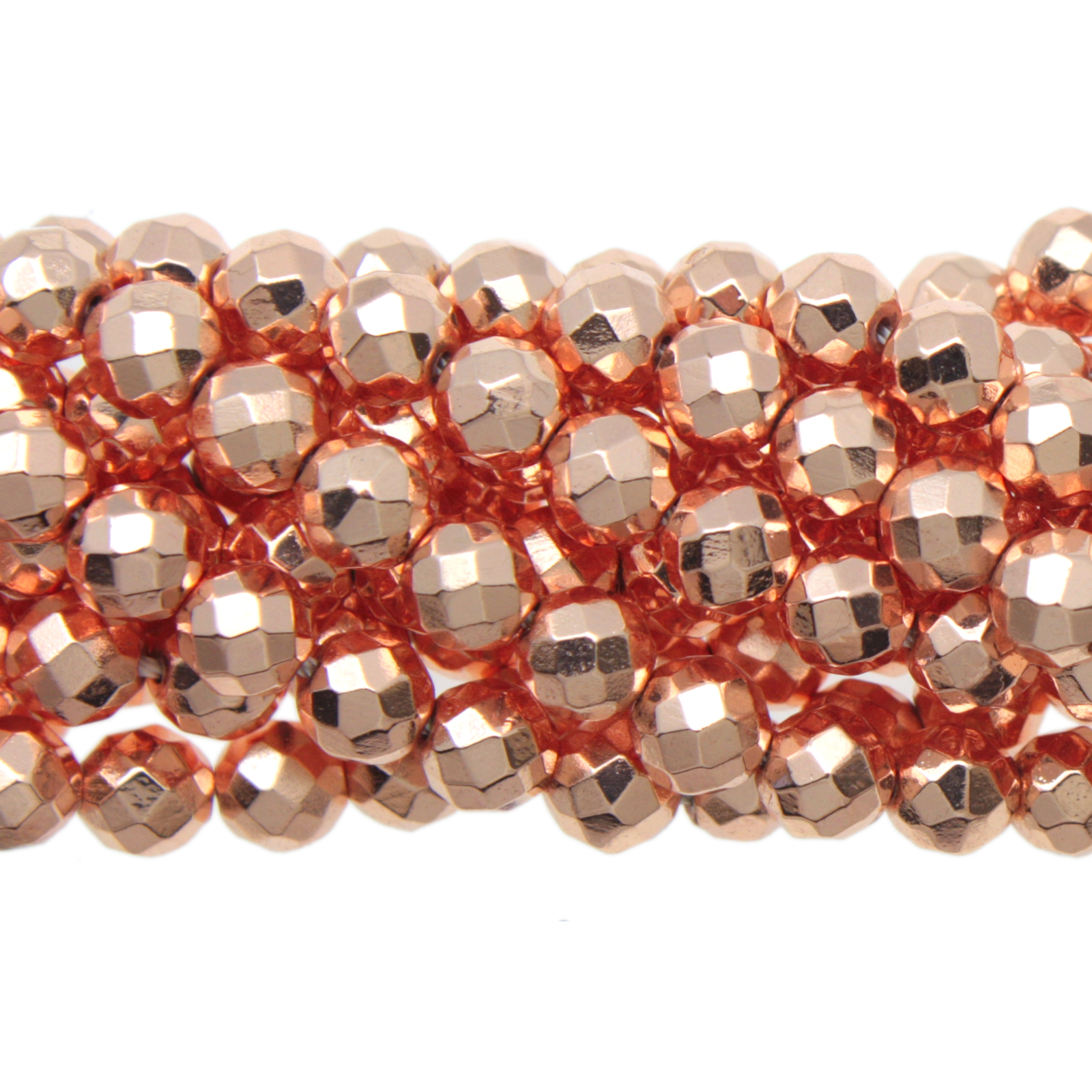 rose gold hematite faceted round 6mm | 15/16-inch strand