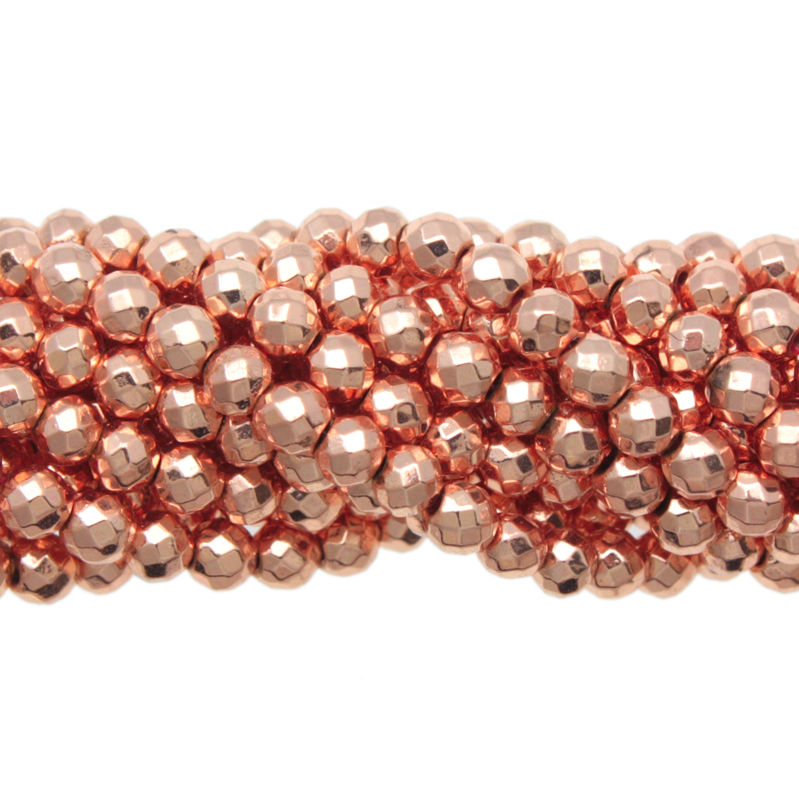 rose gold hematite faceted round 4mm | 15/16-inch strand