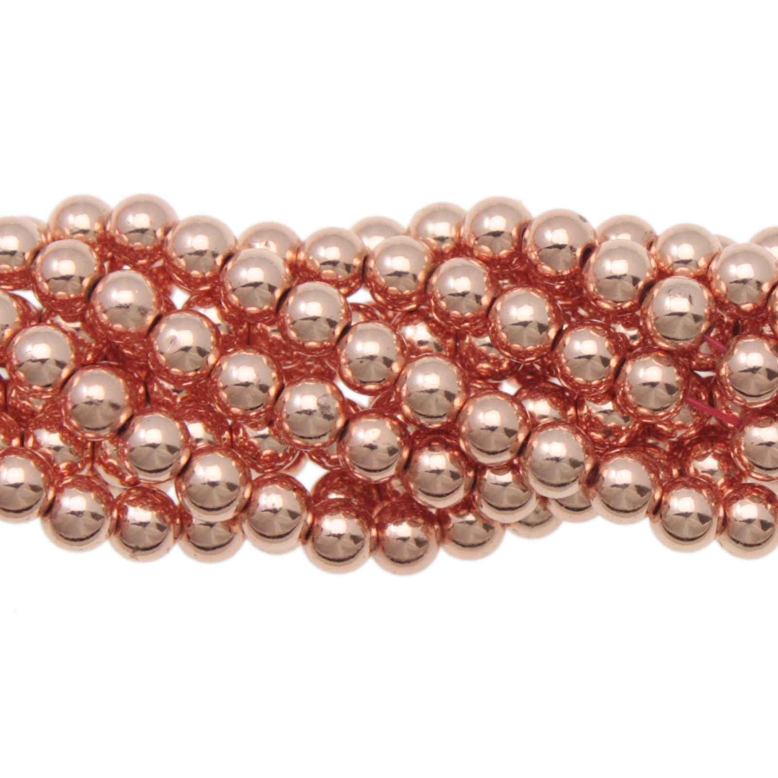 rose gold hematite smooth round 4mm | 15/16-inch strand