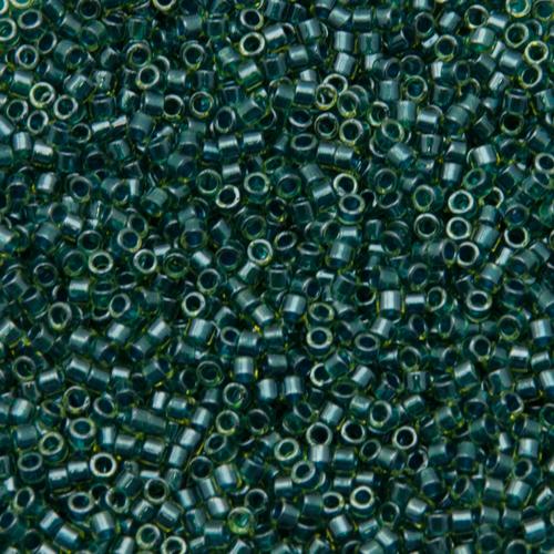 miyuki delica 11/0 - color-lined dark teal/chartreuse | 8gr