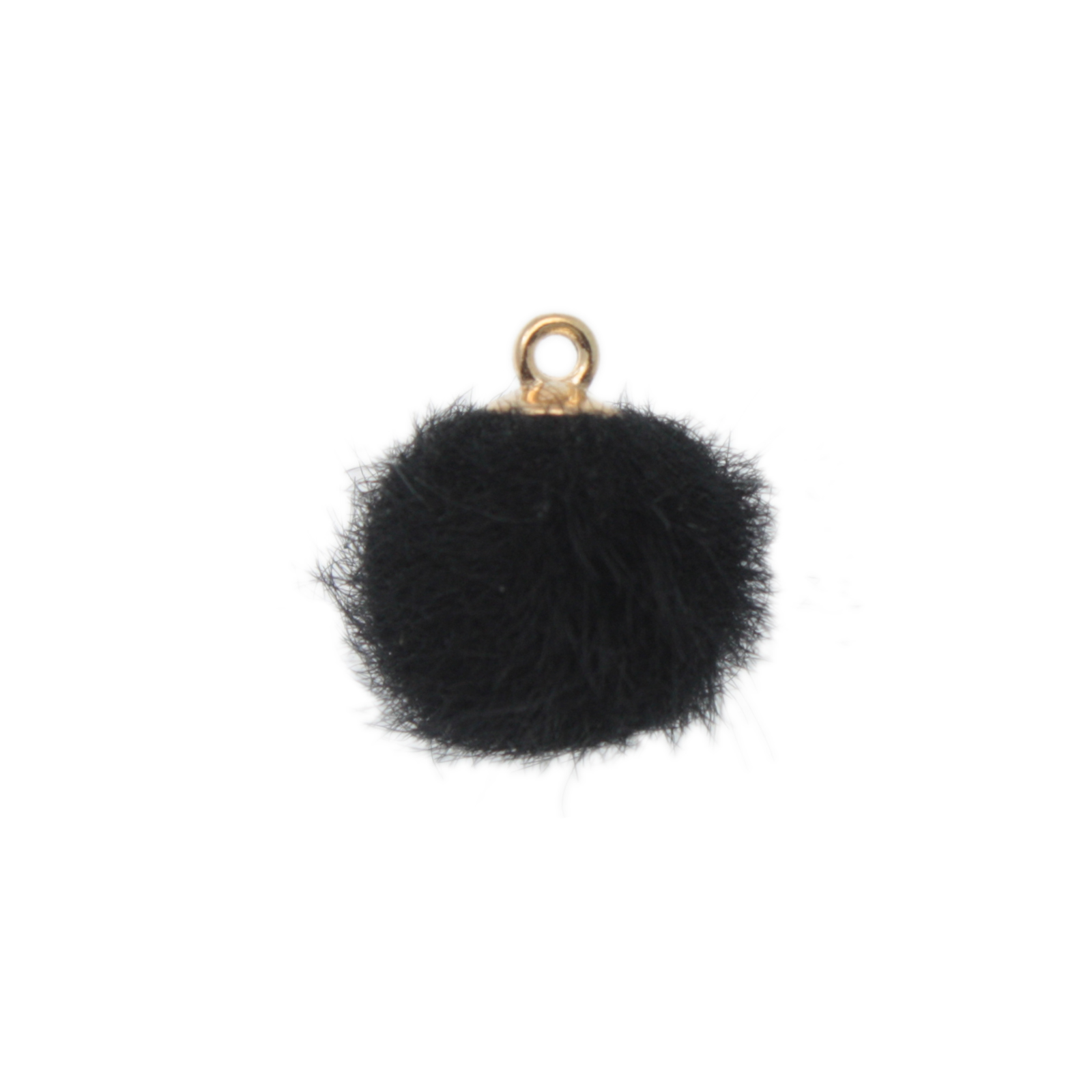 black faux fur pon pon with cup 16mm | 4pc