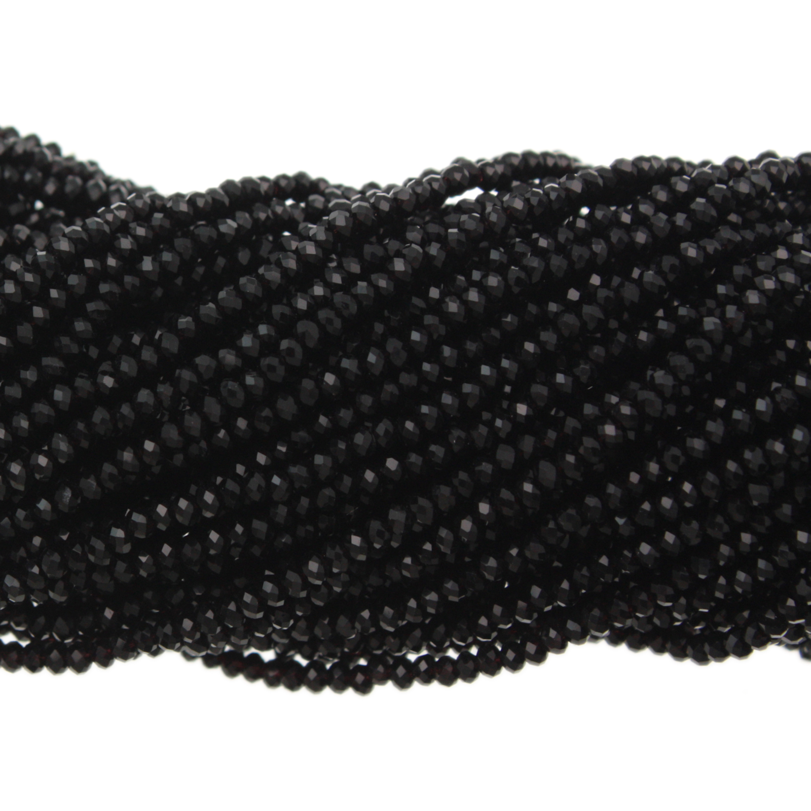 chinese glasperlen mini facettiertes rondelle jet 2mm | 1-strang