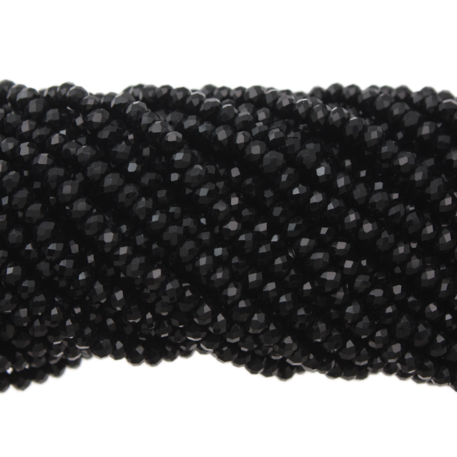 chinese glasperlen mini facettiertes rondelle jet 3mm | 1-strang