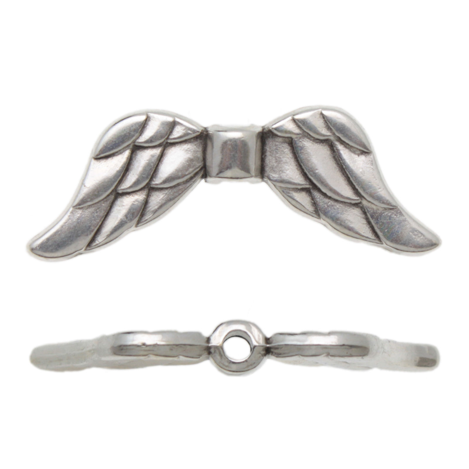 antique silver plated bead angel wings 40x15mm | 1pc