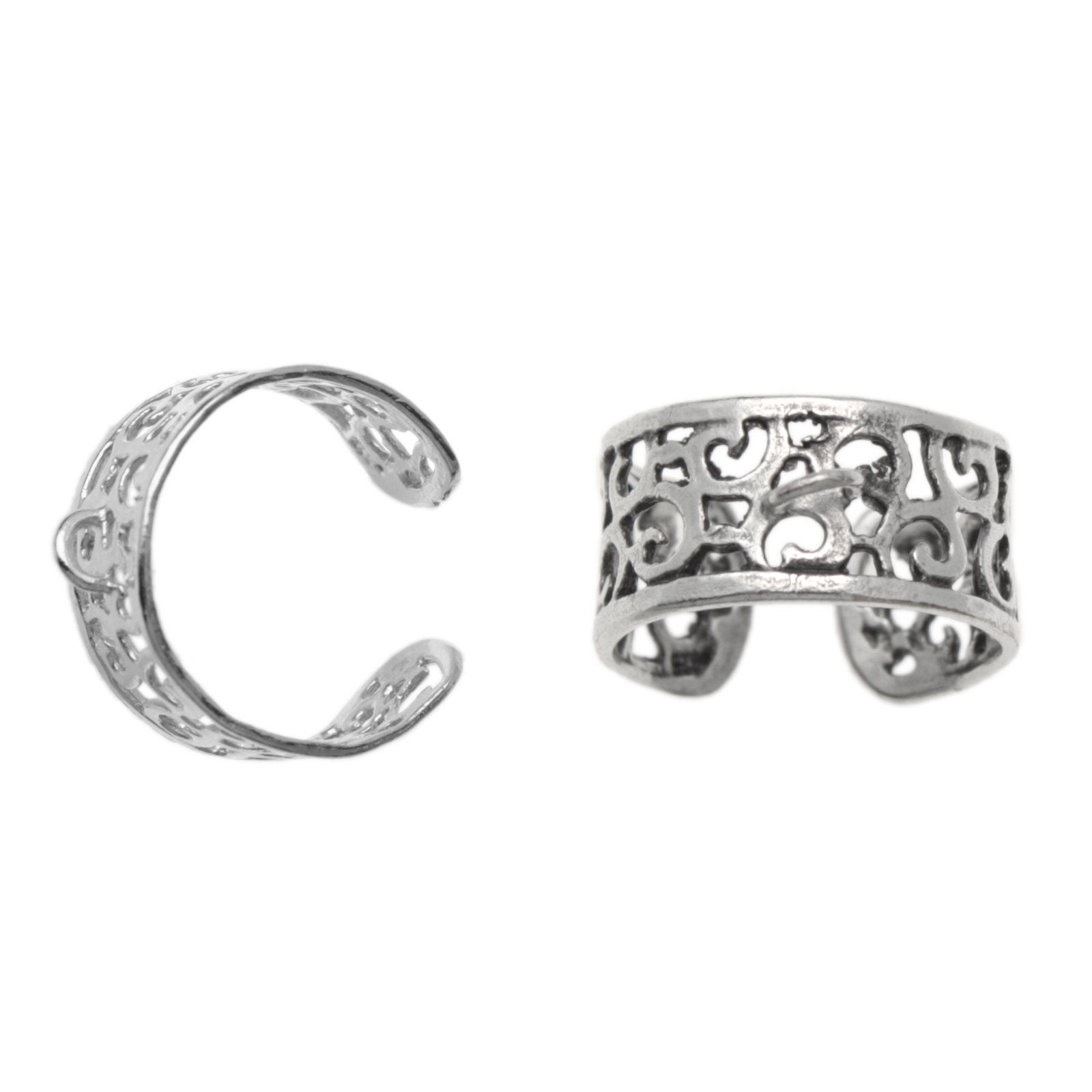 adjustable antique silver plated filgree ring 8mm with jumpring | 1pc