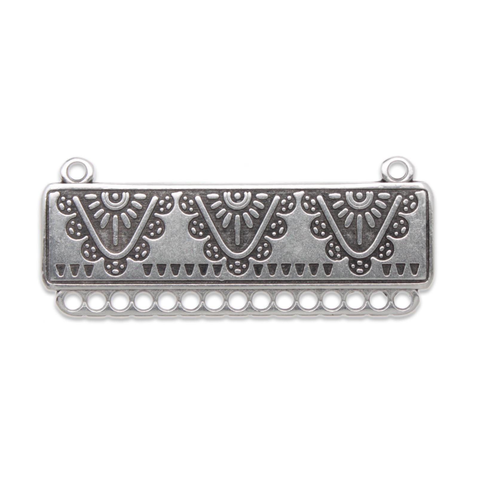 antique silver plated link bar 45x15mm | 1pc