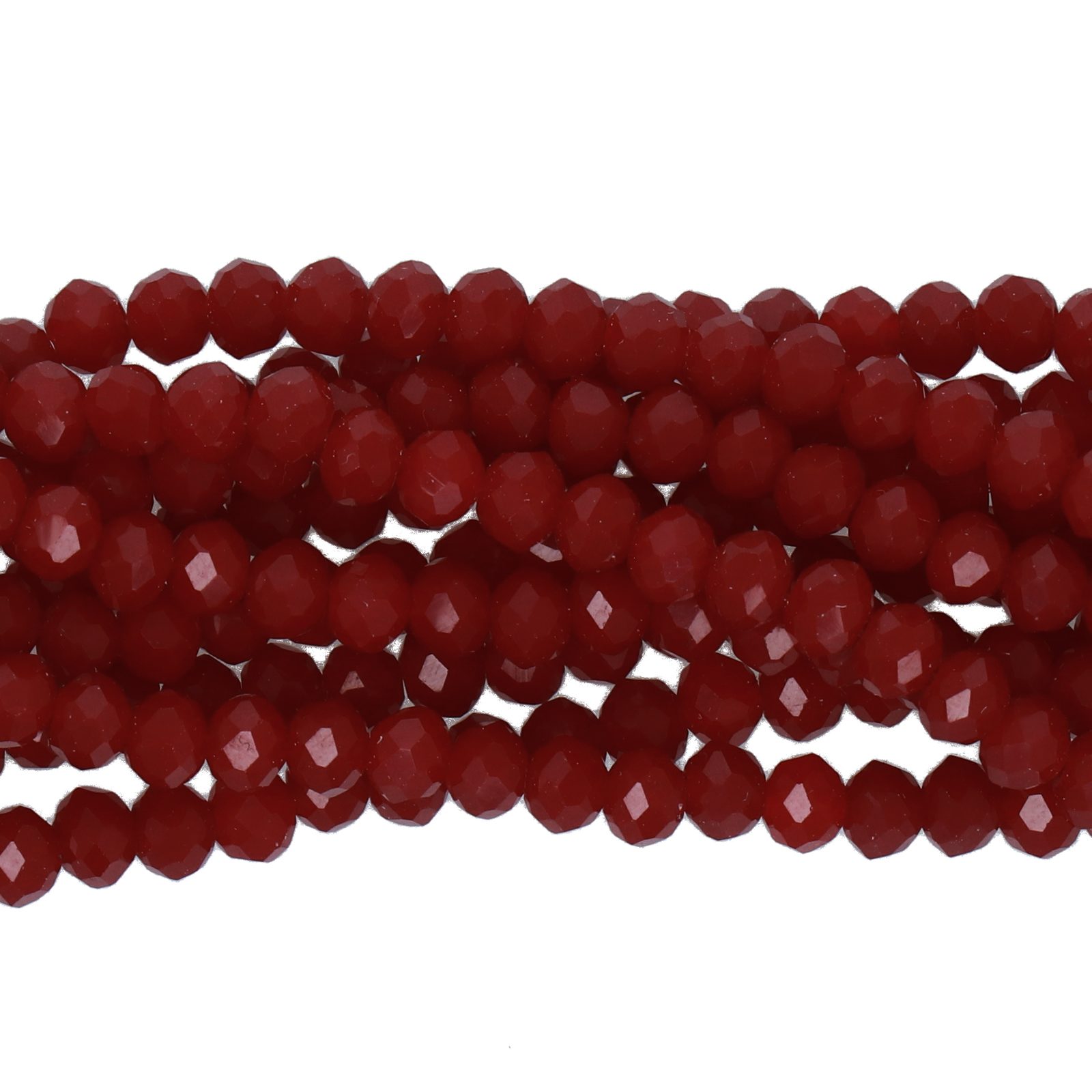 opaque dark red chinese crystal faceted roundelle 4x3mm | 1 strand