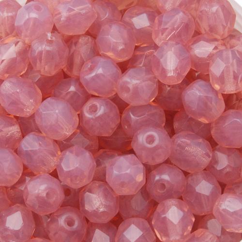 böhmische glasschliffperlen milky pink 6mm | 25st