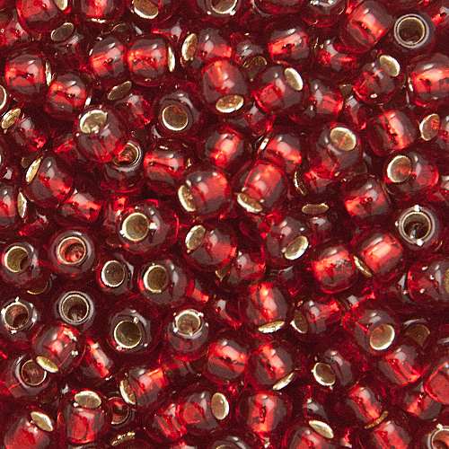 rocaille toho seed beads 6/0 silver-lined ruby (25c) | 10gr