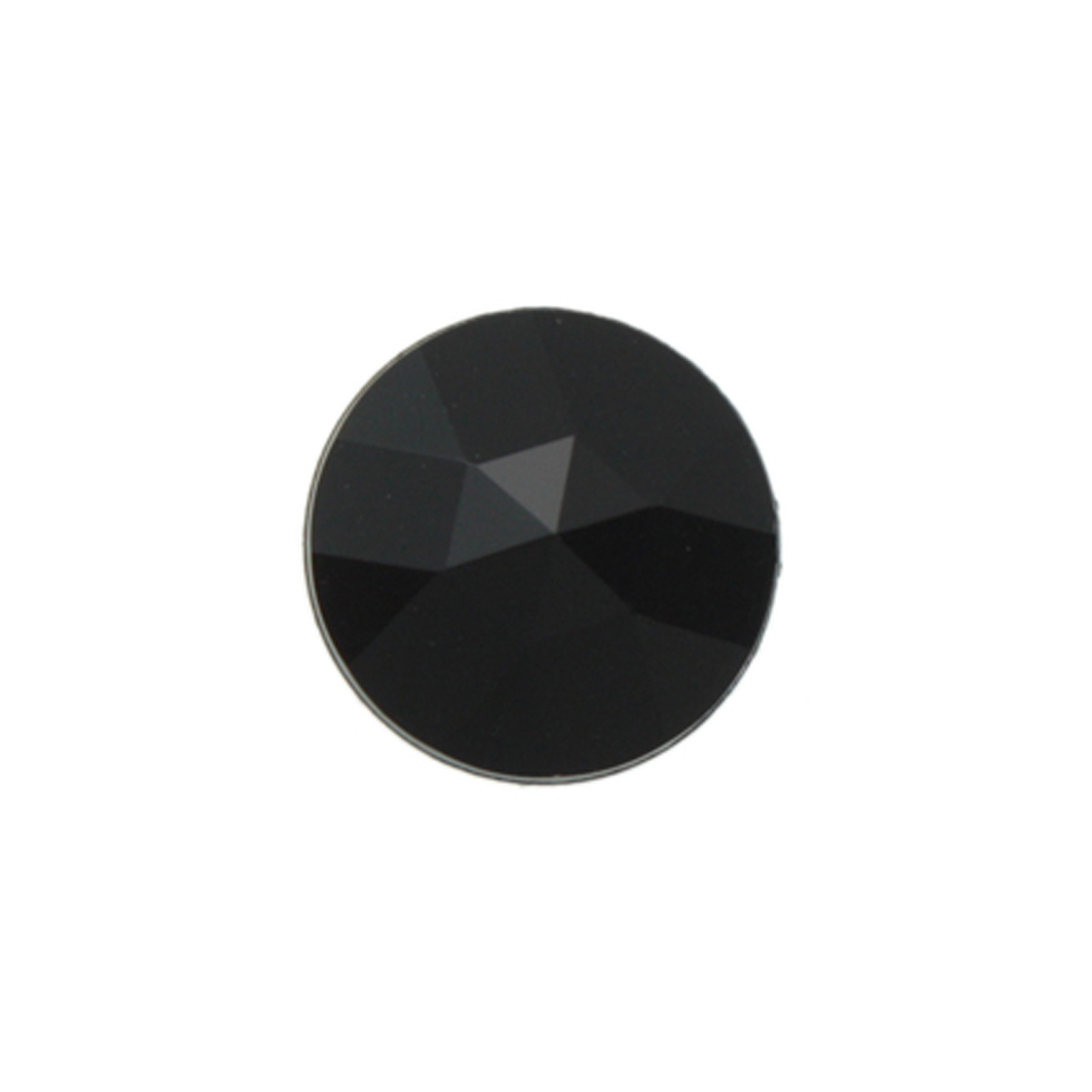 acrylic cabochon jet faceted round 15mm | 5pc