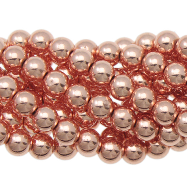rose gold hematite smooth round 8mm | 15/16-inch strand