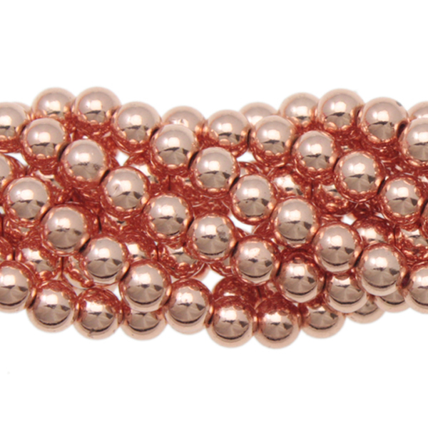 rose gold hematite smooth round 6mm | 15/16-inch strand