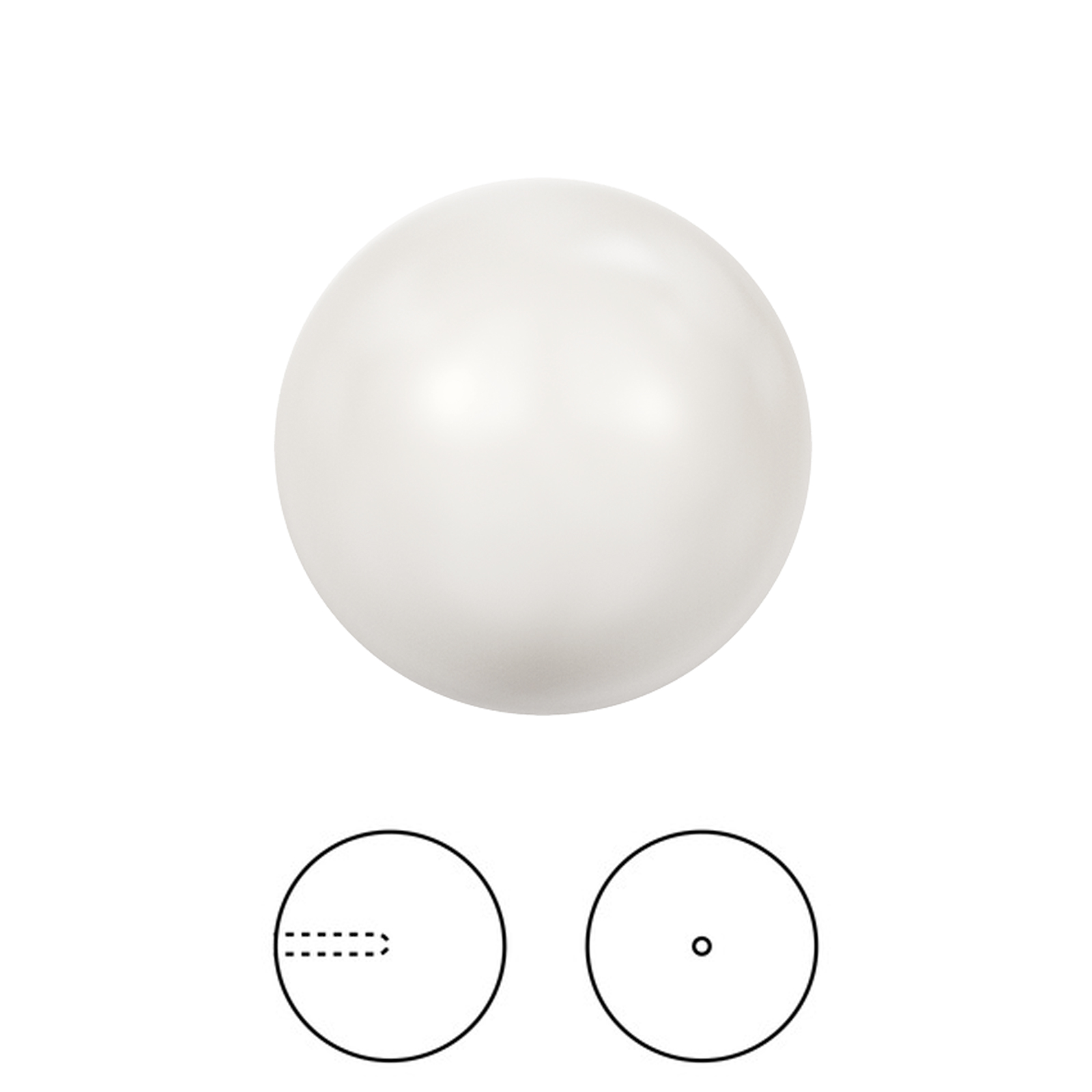 runde perlen mit halber bohrung (5818) white 4mm | 4st