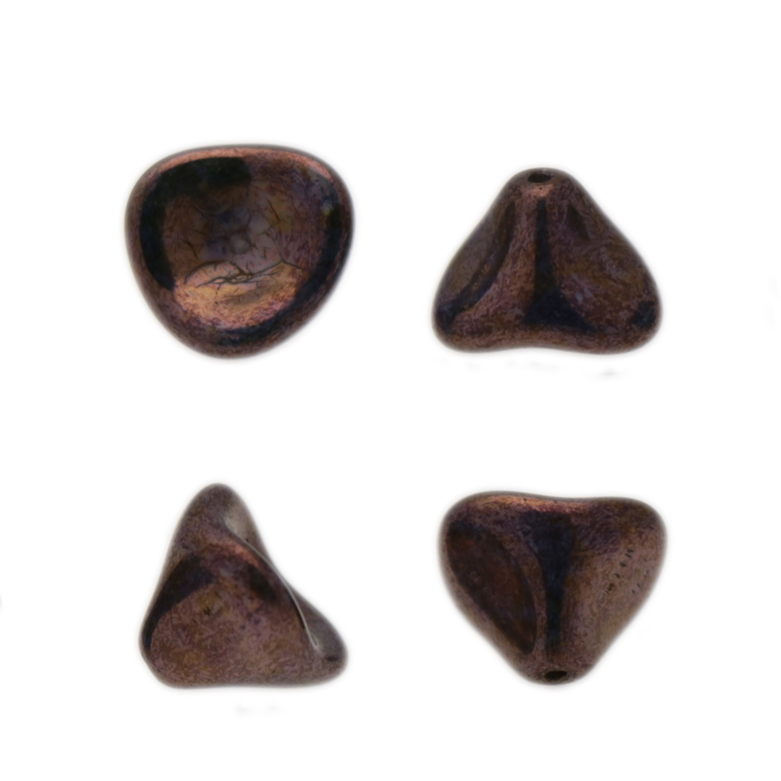 czech glass trumpet flower bead - opaque lila bronze luster - 12x10mm | 10pc