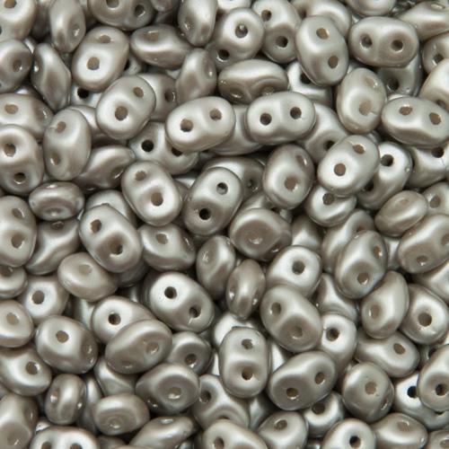 superduo perlen 5x2,5mm pastel light grey/silver | 10gr