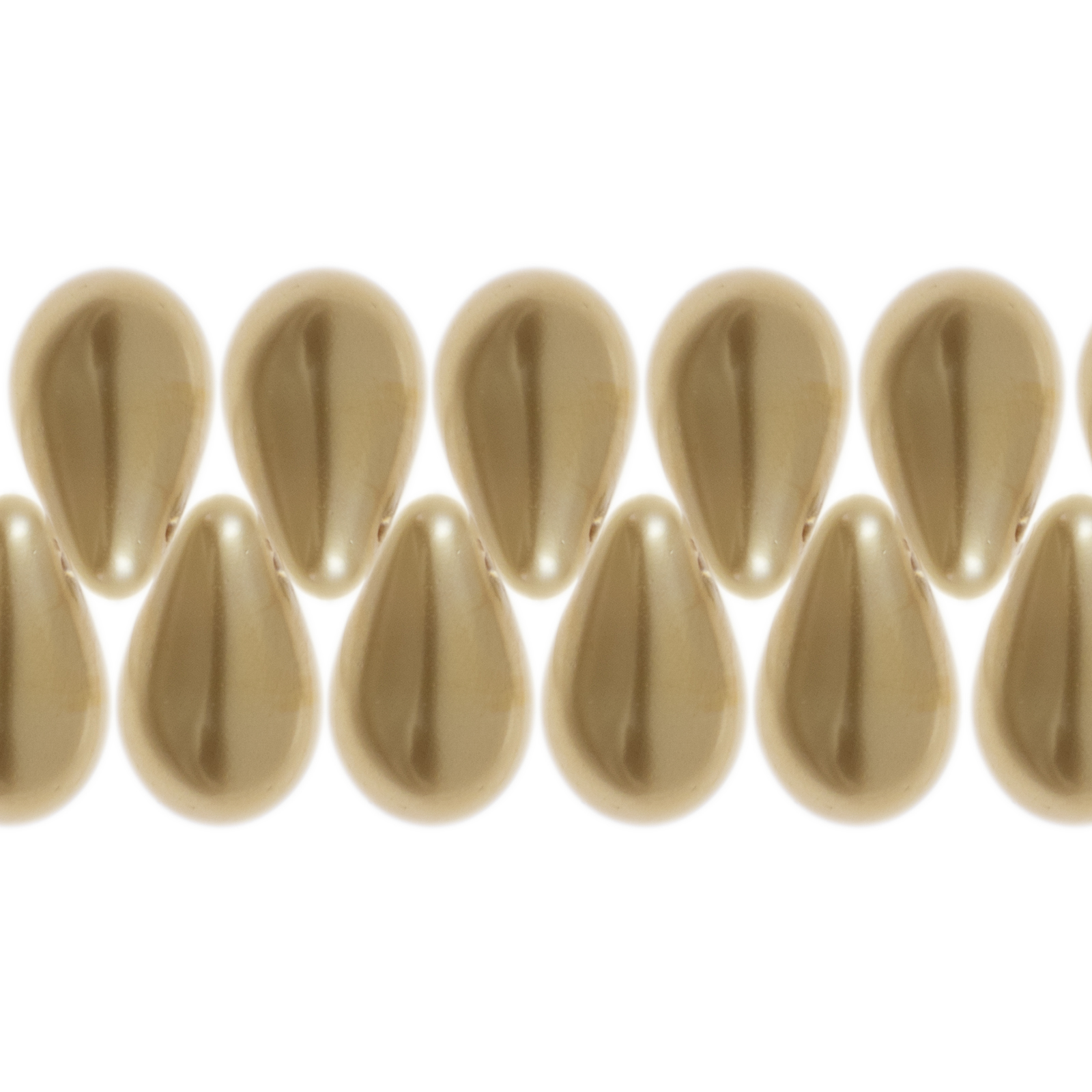 czech glass pearl beads - gold - briolette side drilled 9x6mm | 20pc
