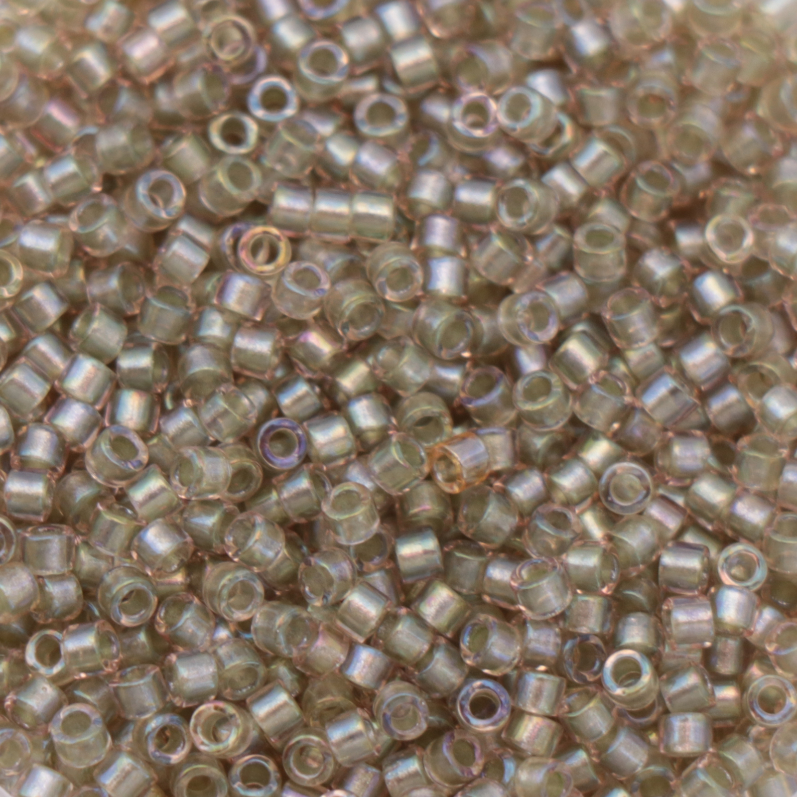 miyuki delica 11/0 - color-lined sparkling celery/light tea rose ab | 8gr