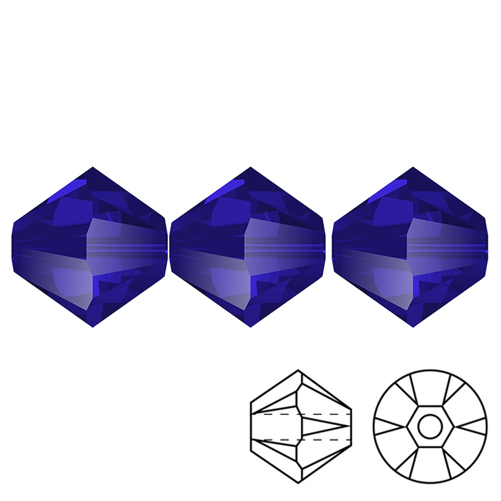 bicone (5328) majestic blue 3mm | 48pc