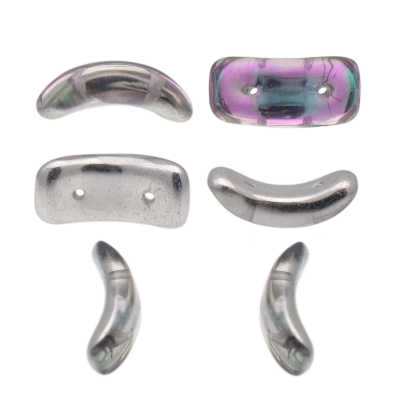 czech glass bow bead crystal silver rainbow 15,5x3,5mm | 20pc