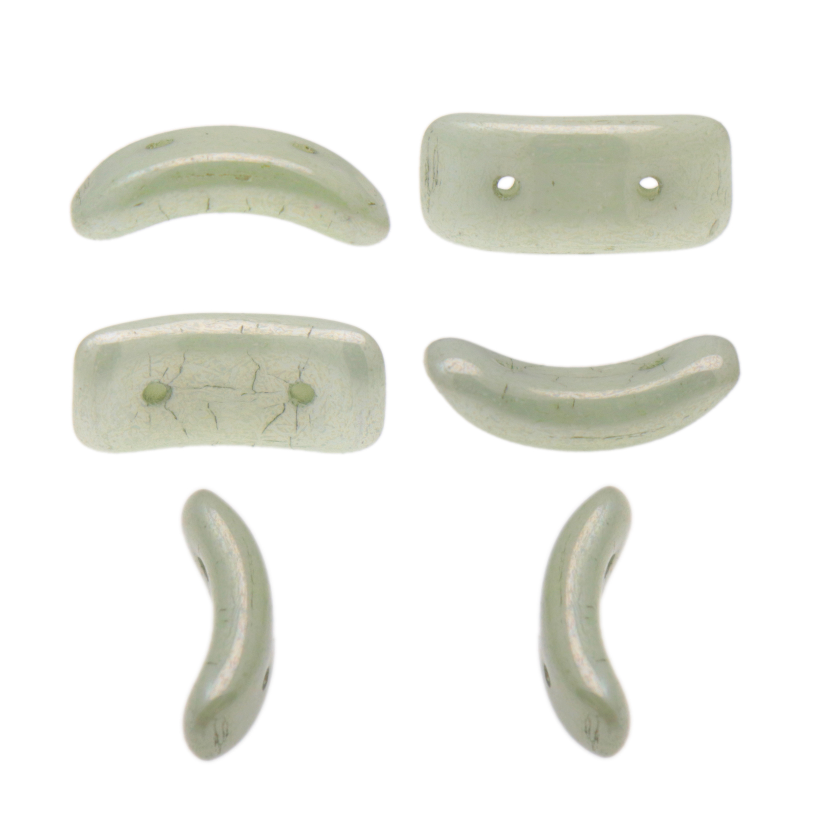 czech glass bow bead opaque luster light green 15,5x3,5mm | 20pc