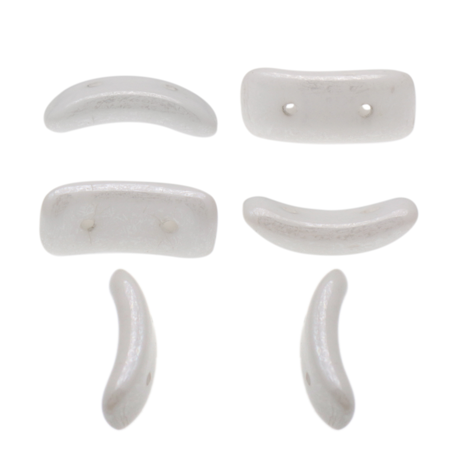 czech glass bow bead luster white 15,5x3,5mm | 20pc