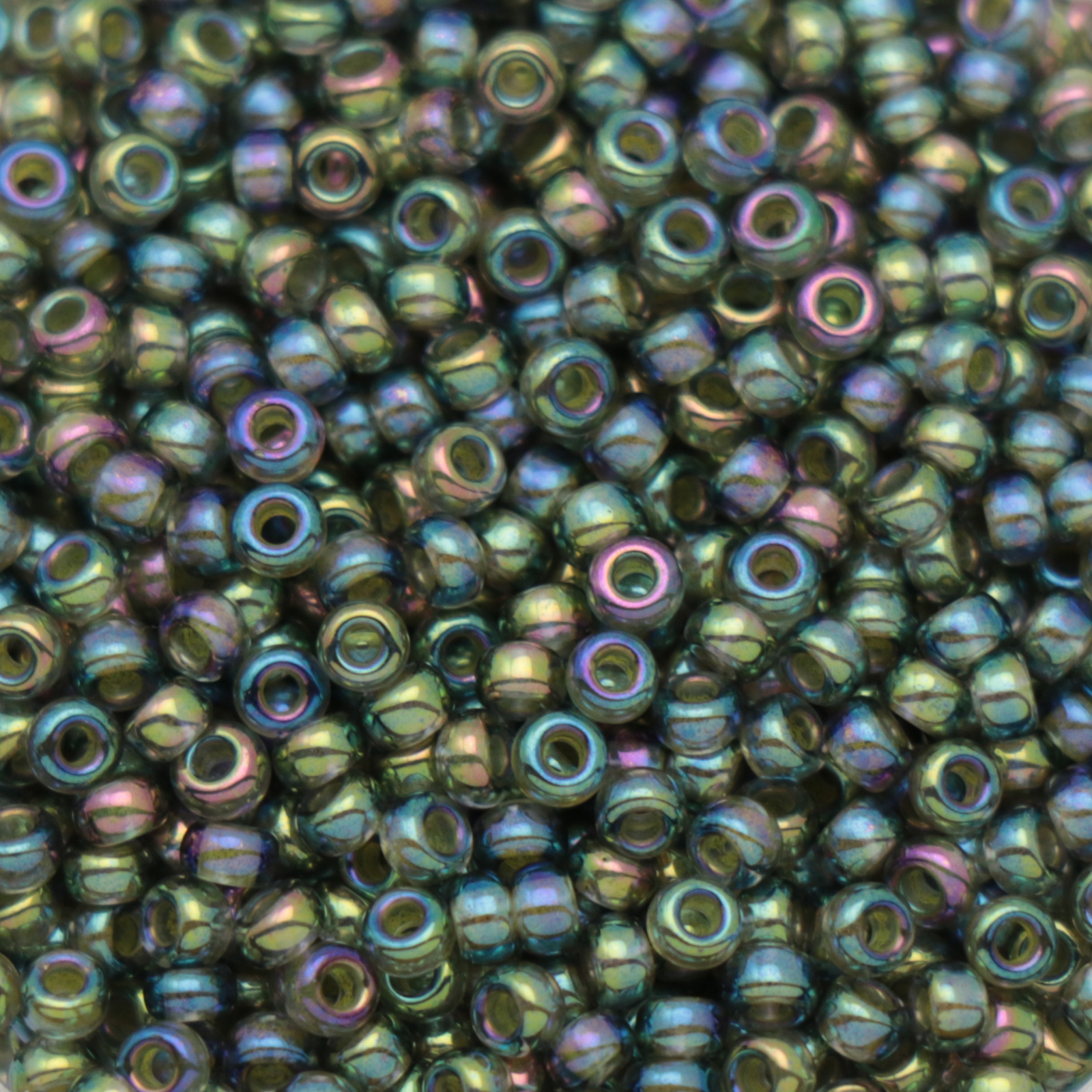 miyuki rocailles 11/0 - color-lined chartreuse/olivine ab (361) | 10gr
