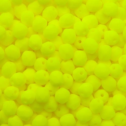czech fire-polished round beads - neon yellow 4mm | 50pc
