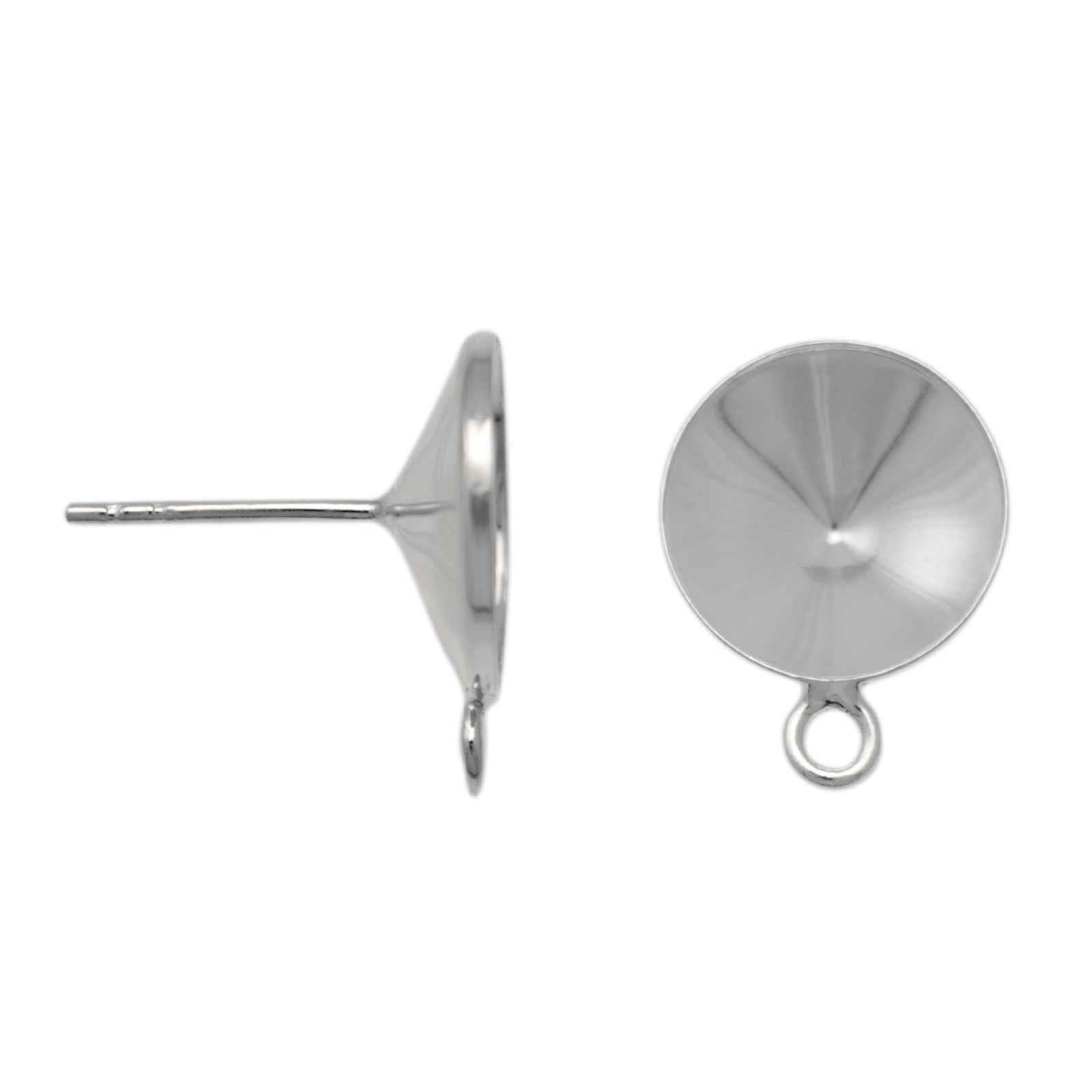 sterling silver plated post earrings with 1122 setting (12mm) 12mm with jumpring | 2pc