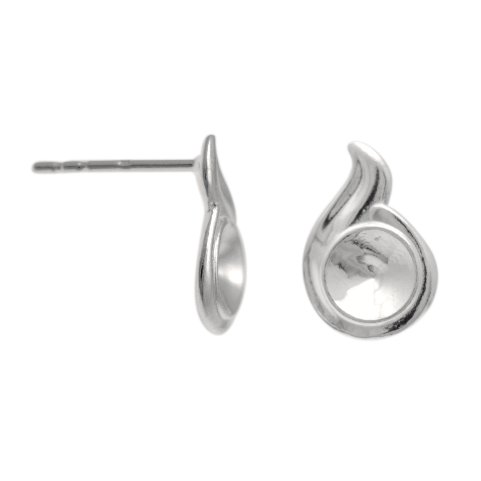 ohrstecker mit fassung 1122 ss29 (6,14-6,32mm) 925 sterlingsilbe tropfen 13x9mm | 2st