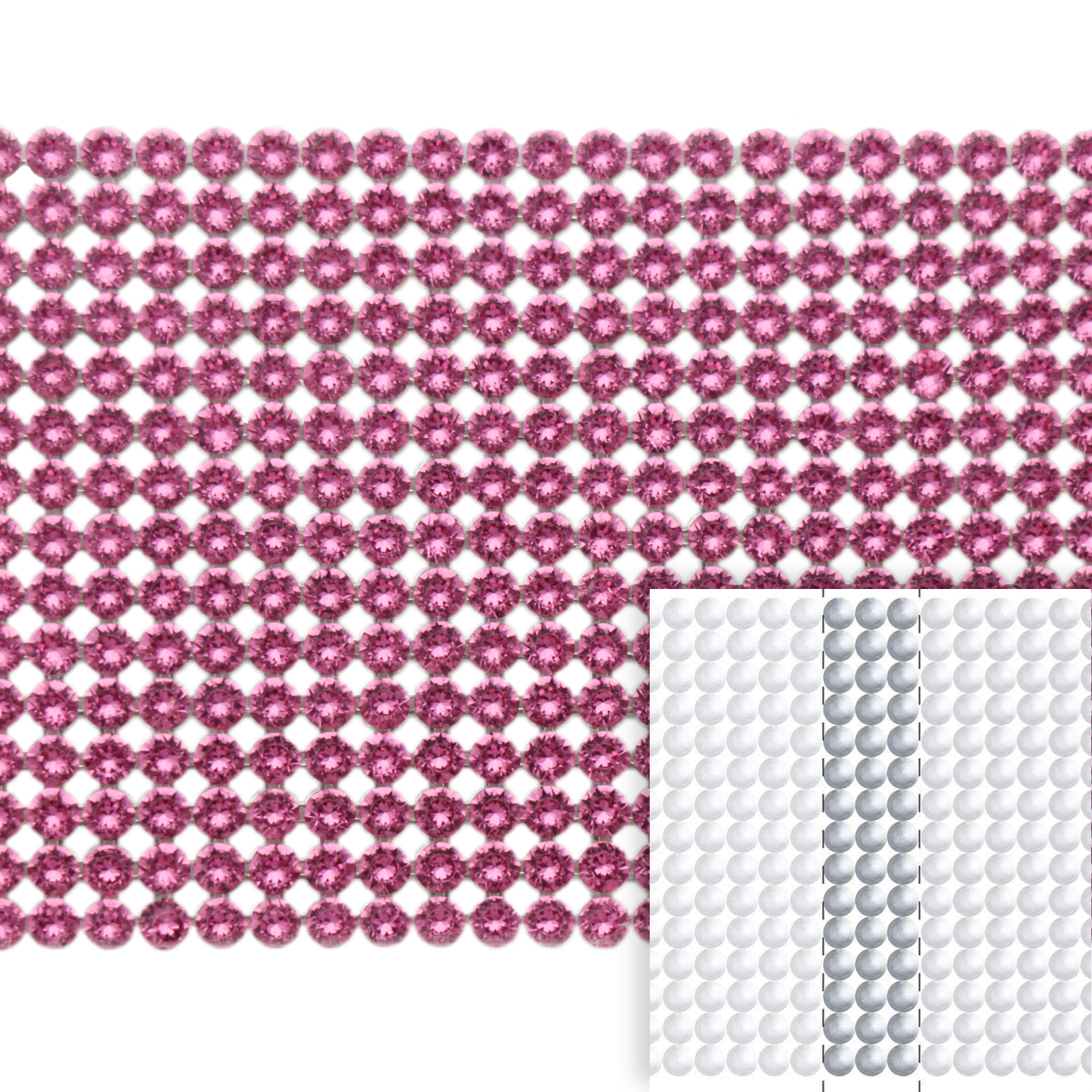 crystal mesh (40001) rose 15reihen - silver plated no hotfix | 3reihen