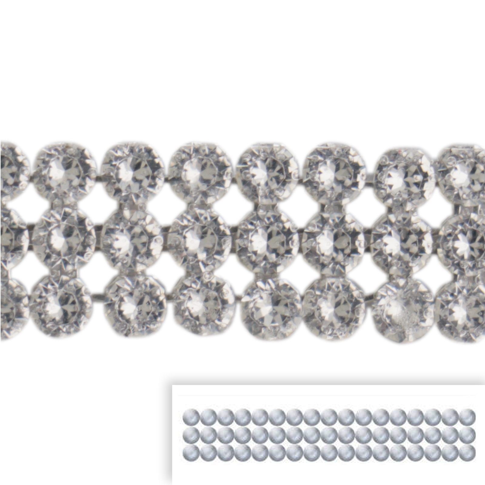 crystal mesh (40001) crystal 3row - silver plated hotfix | 17row