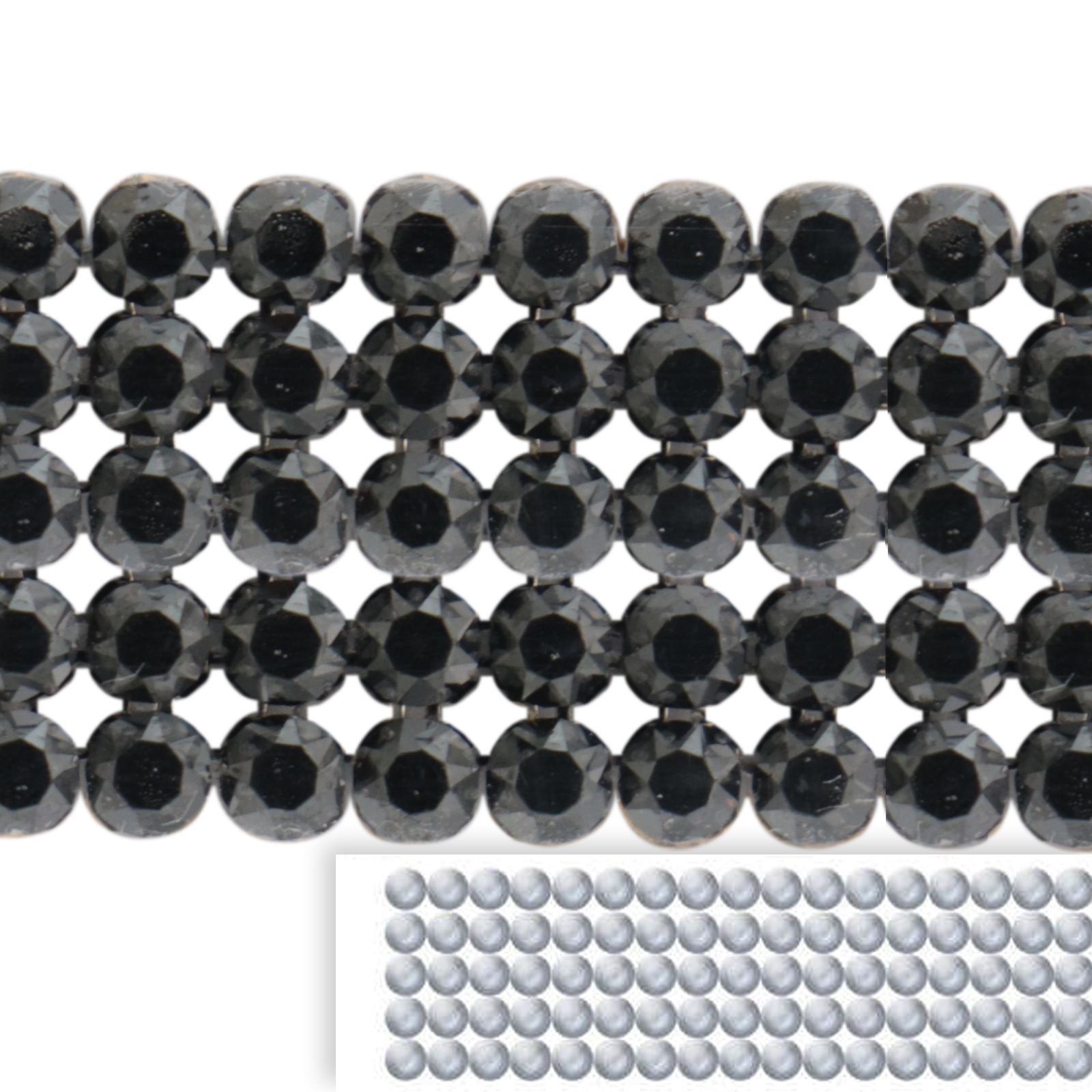 crystal mesh (40001) jet hematite 5row - gunmetal hotfix | 17row