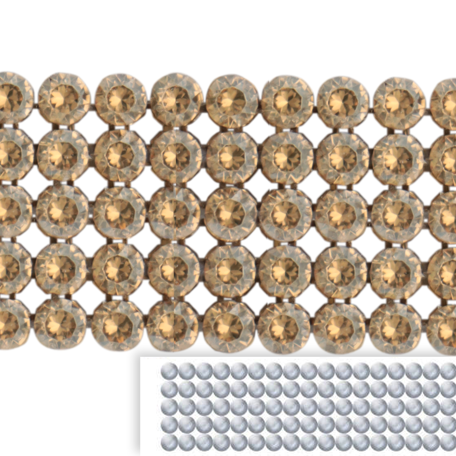 crystal mesh (40001) golden shadow 5row - gold plated hotfix | 17row
