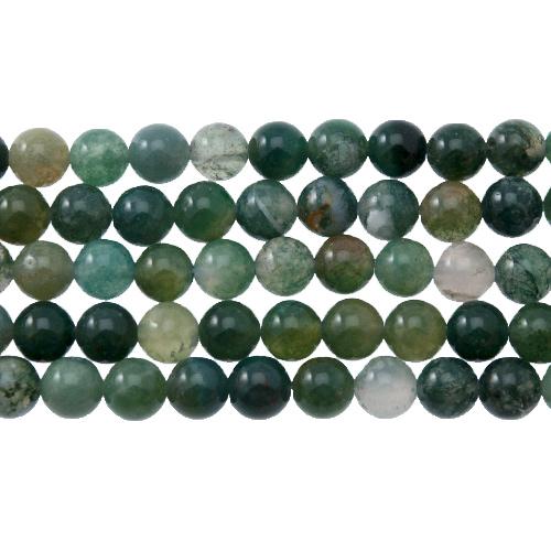moss agate smooth round 6mm | 16-inch strand