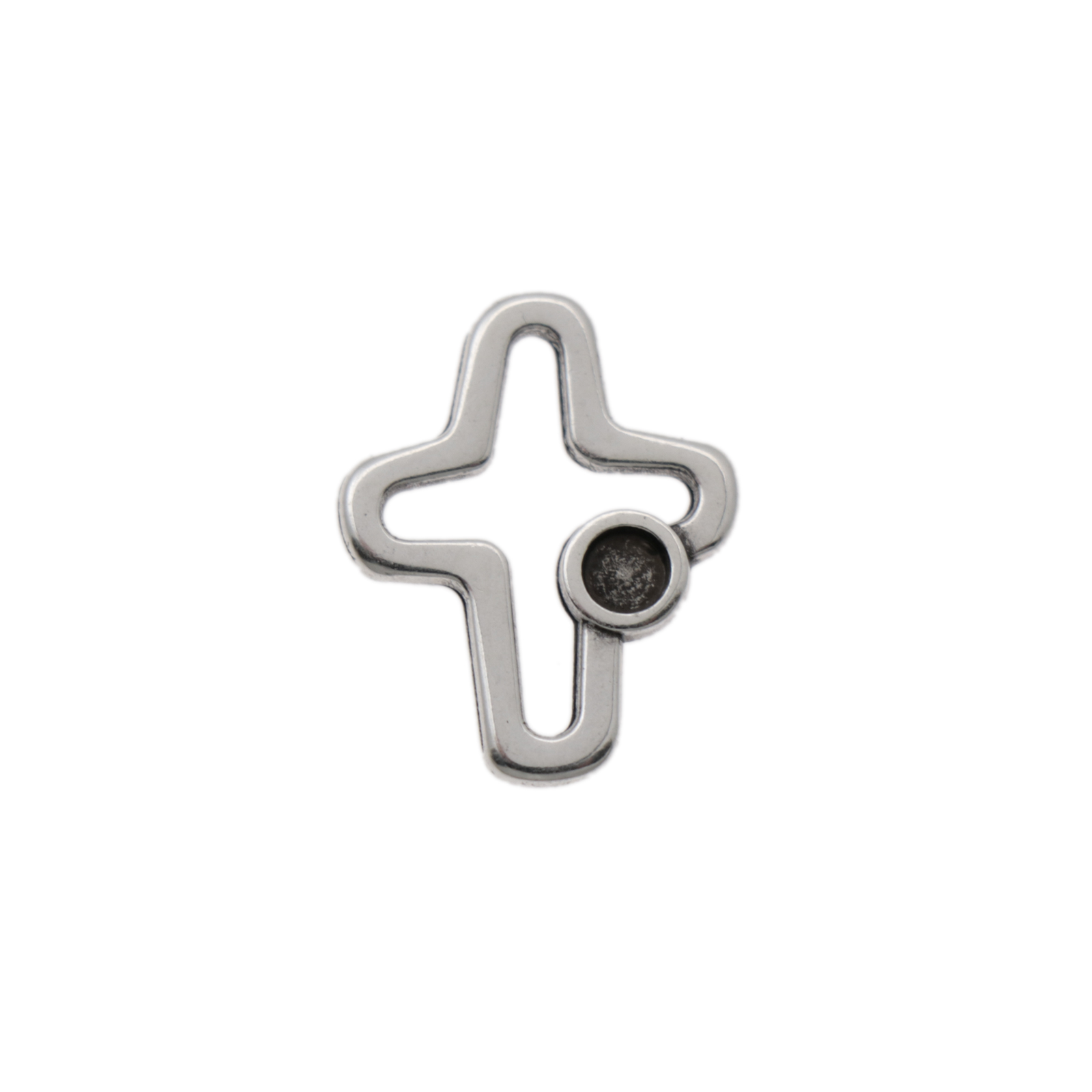 antique silver plated cross with setting (ss10) charm 19x15mm | 2pc
