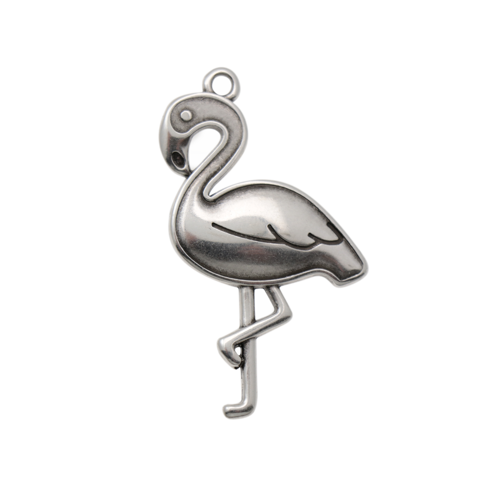 antique silver plated flamingo pendant 39x27mm | 1pc