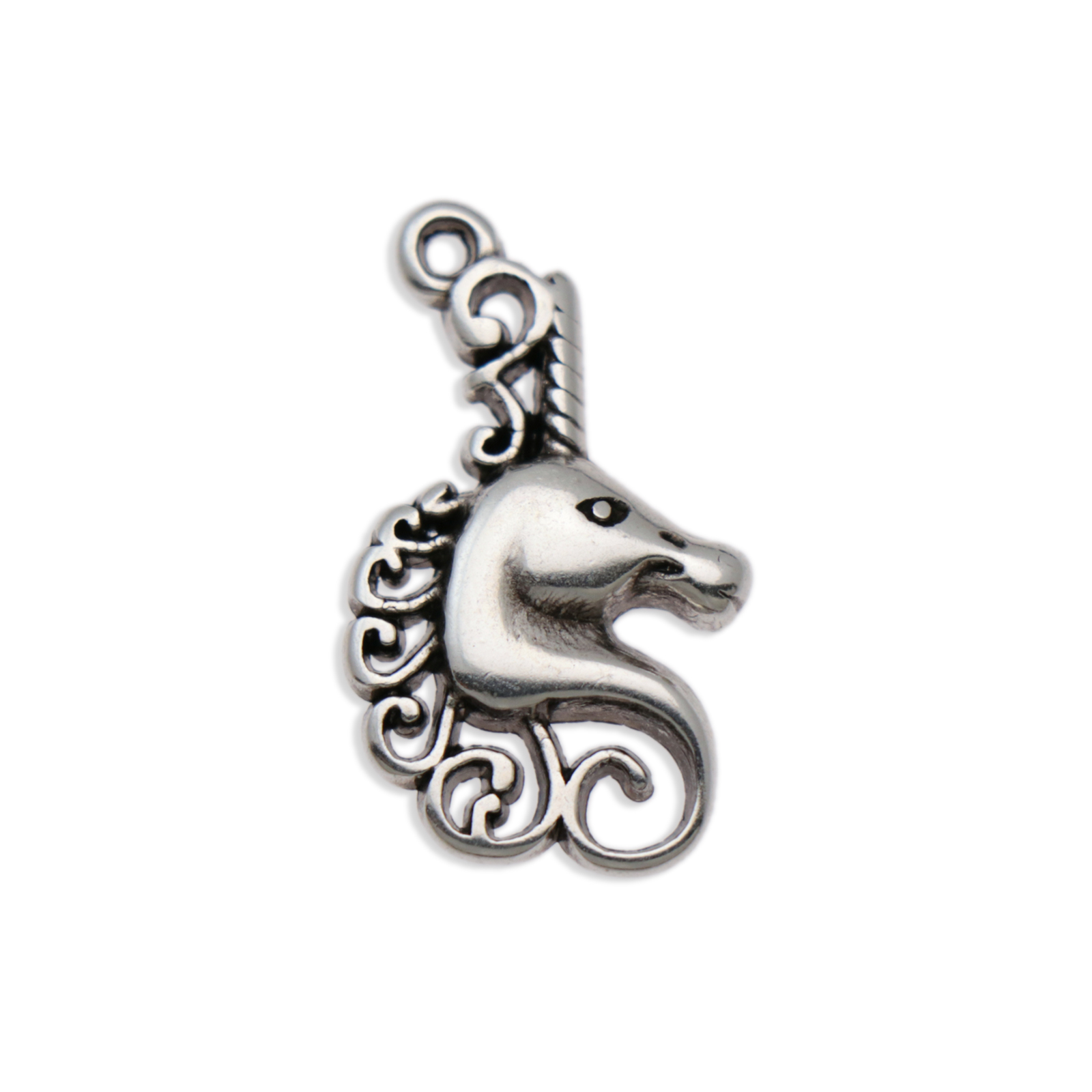 antique silver plated unicorn charm 23x15mm | 1pc