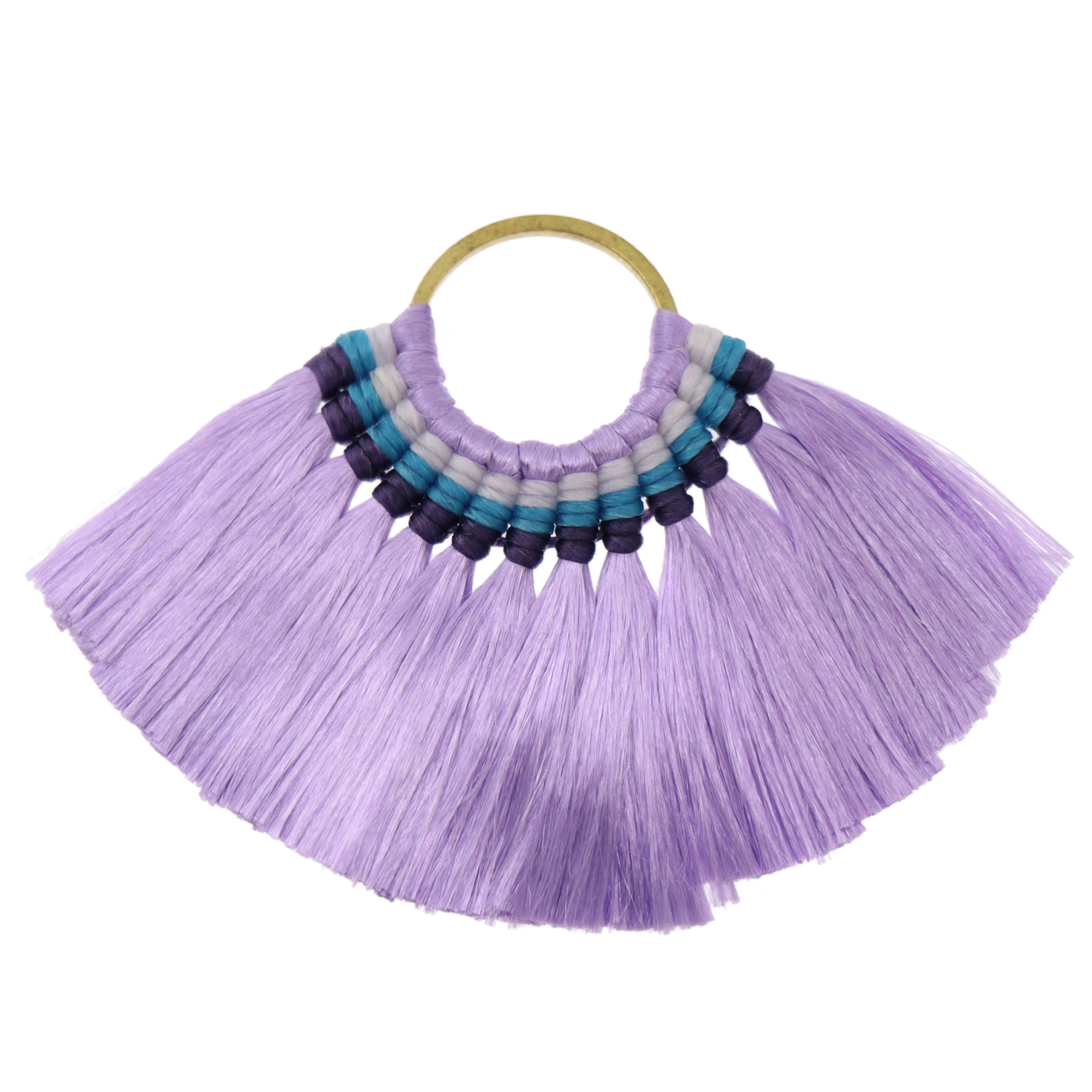 silk tassel pendant - gold circle/purple 75x55mm | 1pc