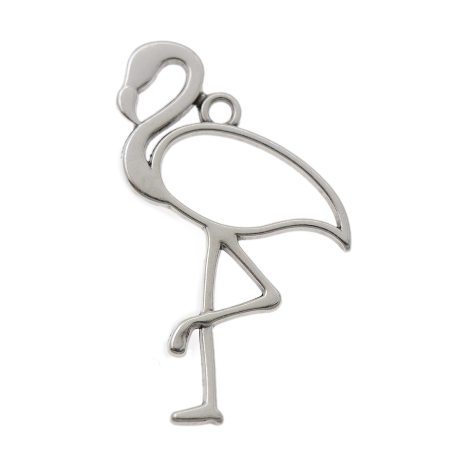 antique silver plated flamingo pendant 49x35mm | 1pc