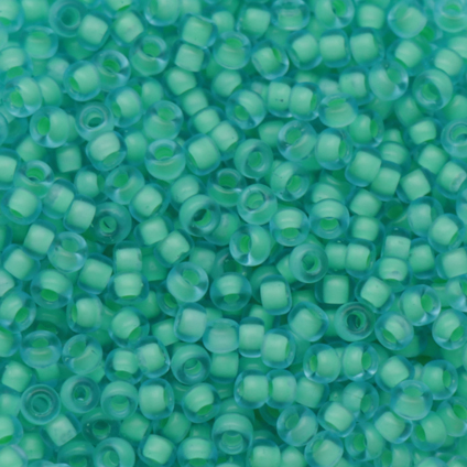 miyuki rocailles 11/0 - semi frosted mint lined aqua (1927) | 10gr