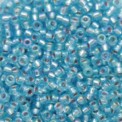 miyuki rocailles 11/0 - silver-lined aqua ab (1018) | 10gr