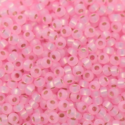 miyuki rocailles 11/0 - silver-lined dyed pink alabaster (643) | 10gr