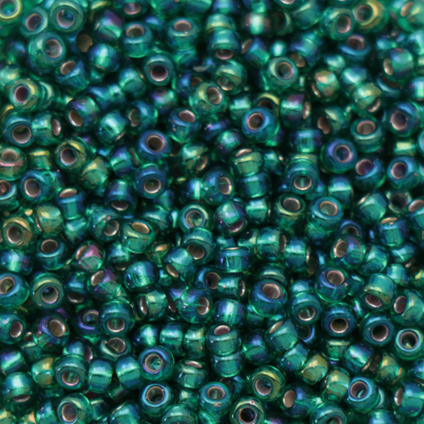 miyuki rocailles 11/0 - silver-lined emerald ab (1017) | 10gr