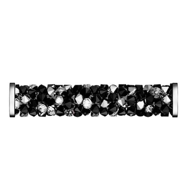 fine rock tube (5950) crystal jet/metallic silver steel end 30mm | 1pc
