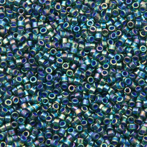 miyuki delica 11/0 - color-lined teal/crystal ab | 8gr