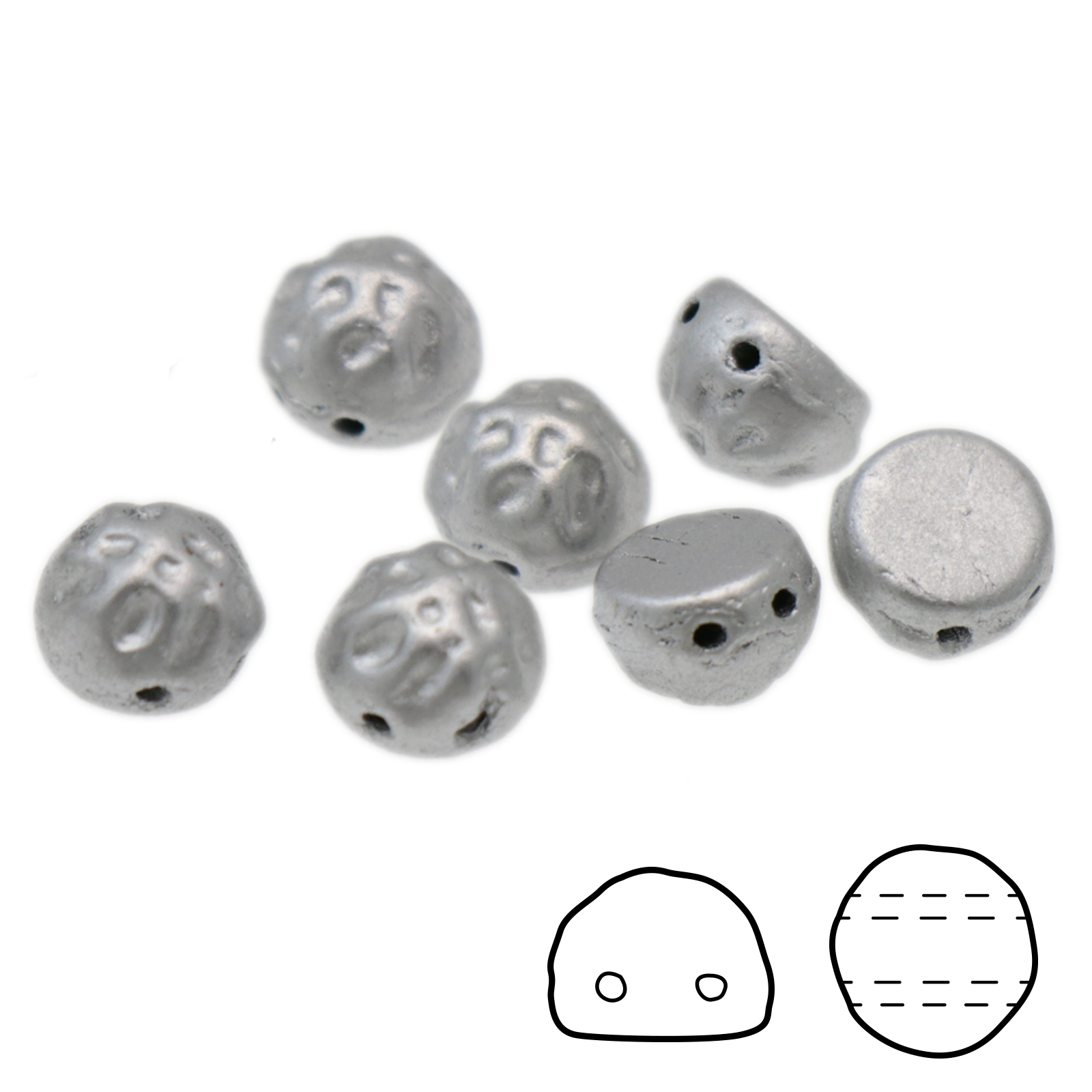 baroque 2 hole cabochon crystal aluminum 7mm | 12pc