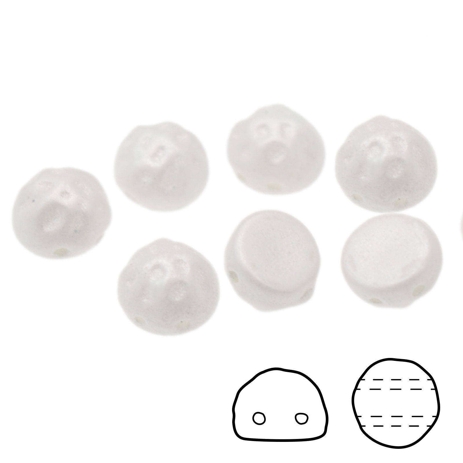 baroque 2 hole cabochon pearl shine white 7mm | 12pc