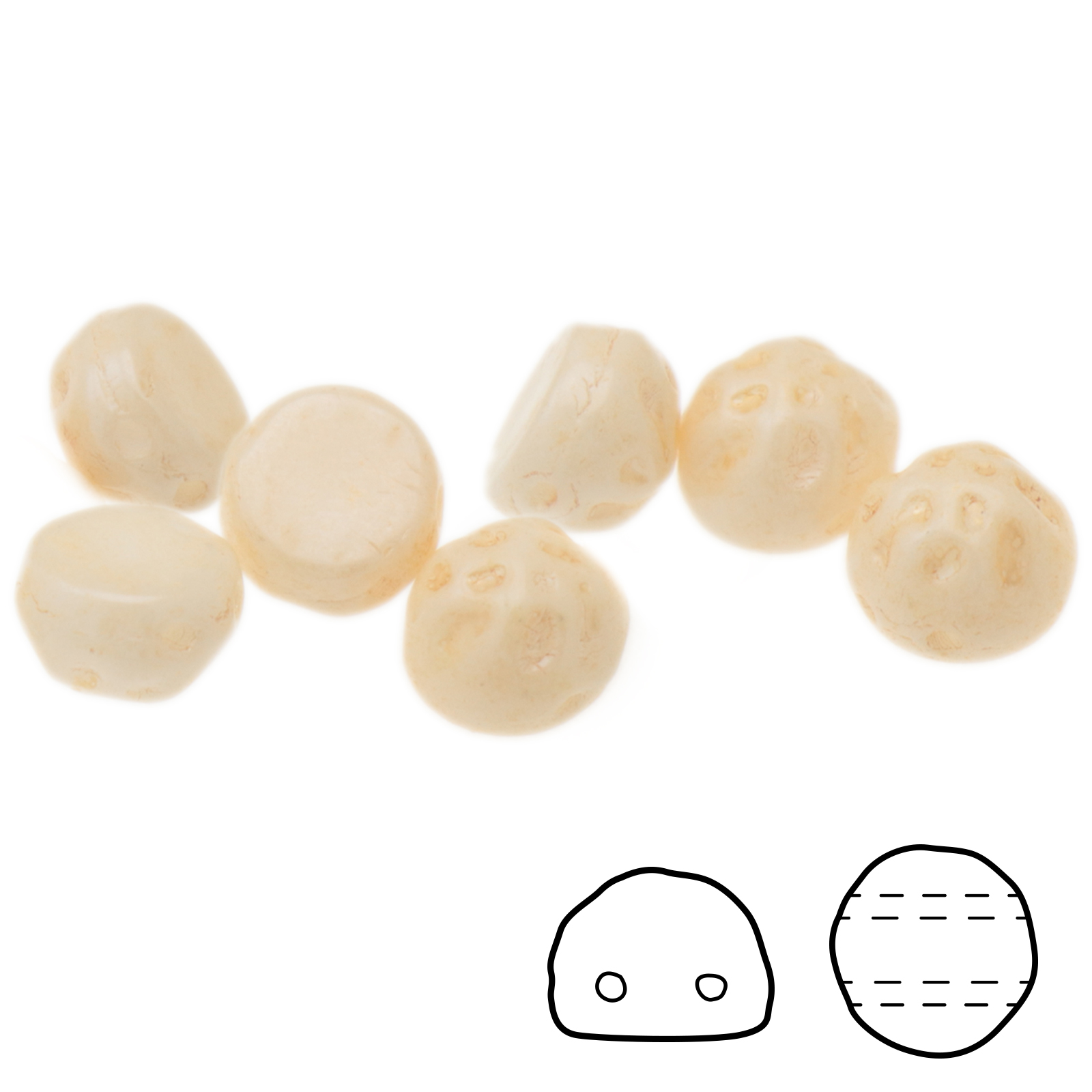 baroque 2 hole cabochon opaque luster champagne 7mm | 12pc
