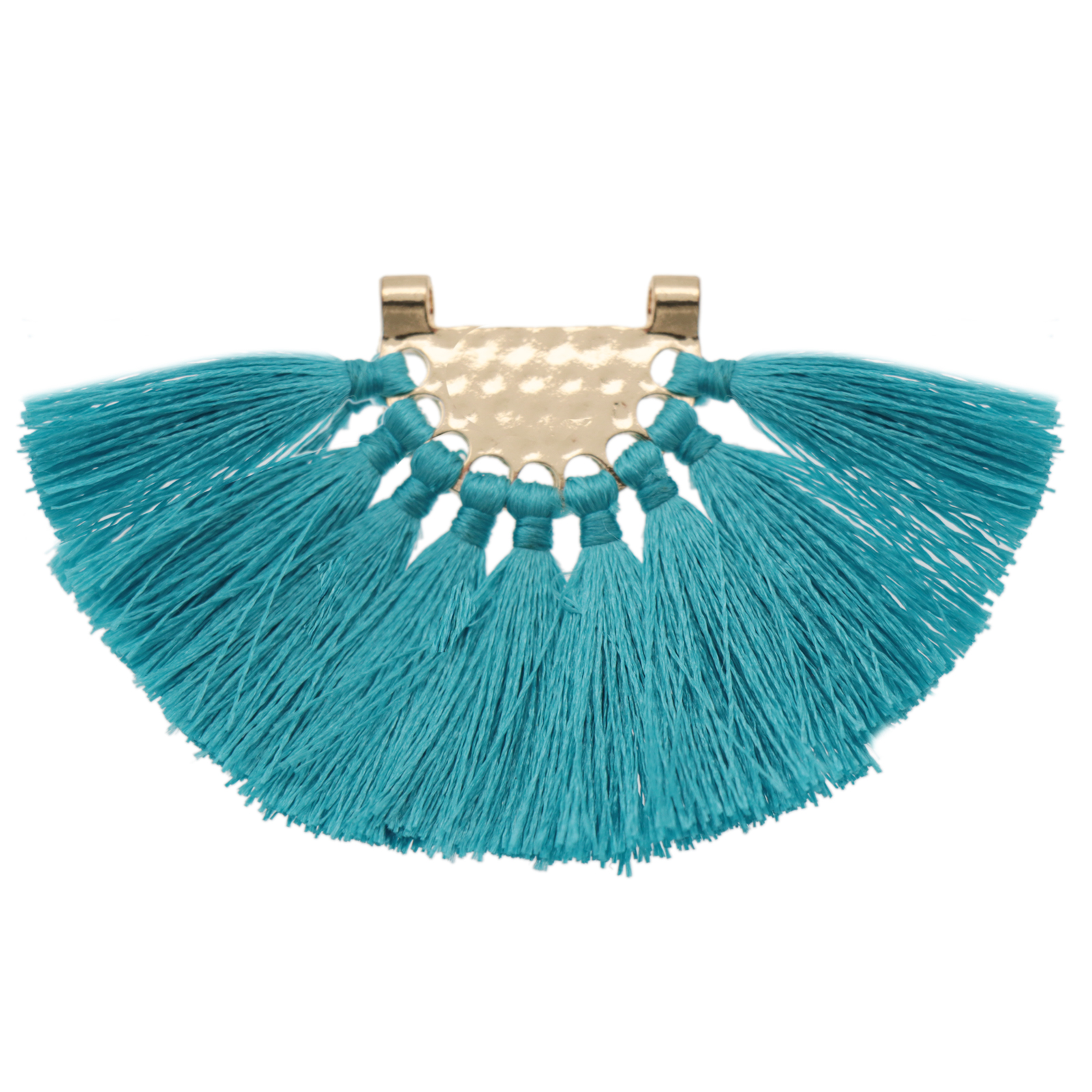 polyester tassel pendant - gold/turquoise 80x45mm | 1pc